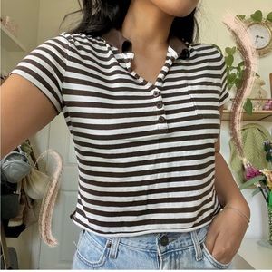 Jones NY striped brown crop top